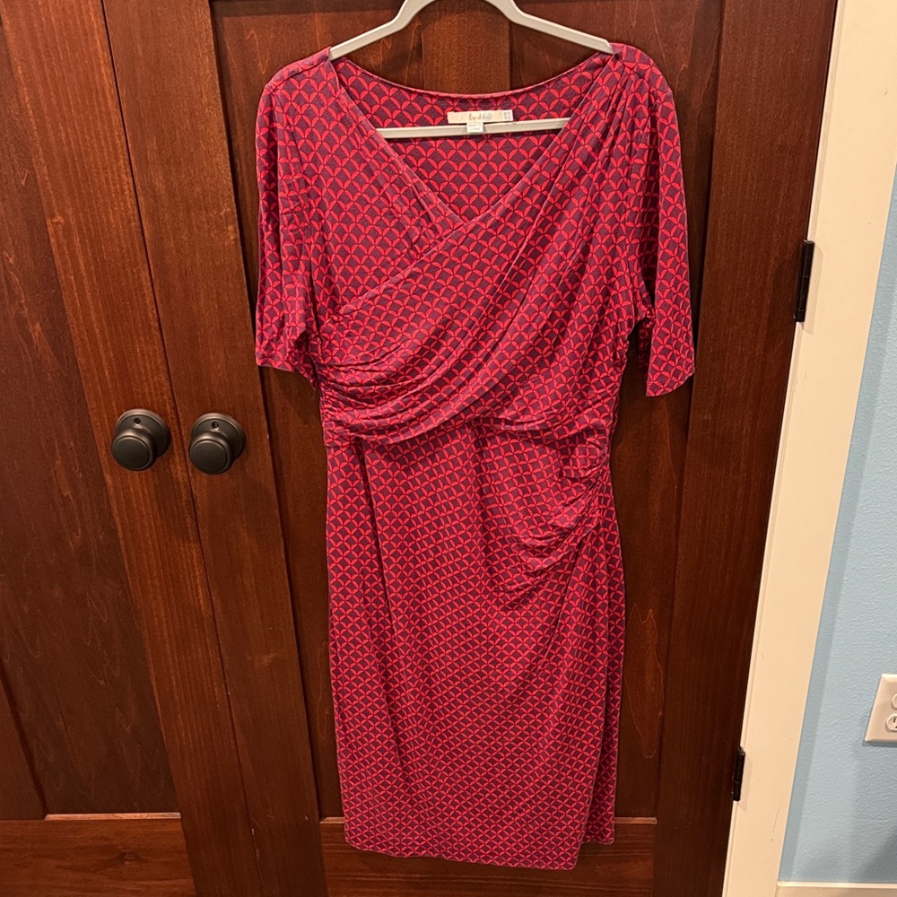 Boden Pink and Blue Patterned Midi Dress